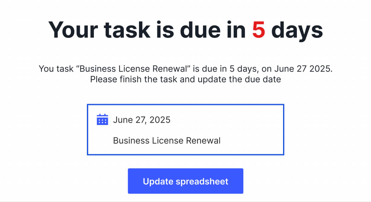 ReminderSheet dashboard